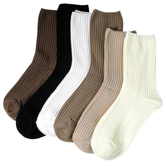Womens Fashion Socks 6 Pairs Cozy Socks Women’s Multi Pack of Colorful Cotton Socks Girls Socks Cute Crew Socks for WomenDress Socks Women for Sports Leisure and Parties(Stripe Socks)